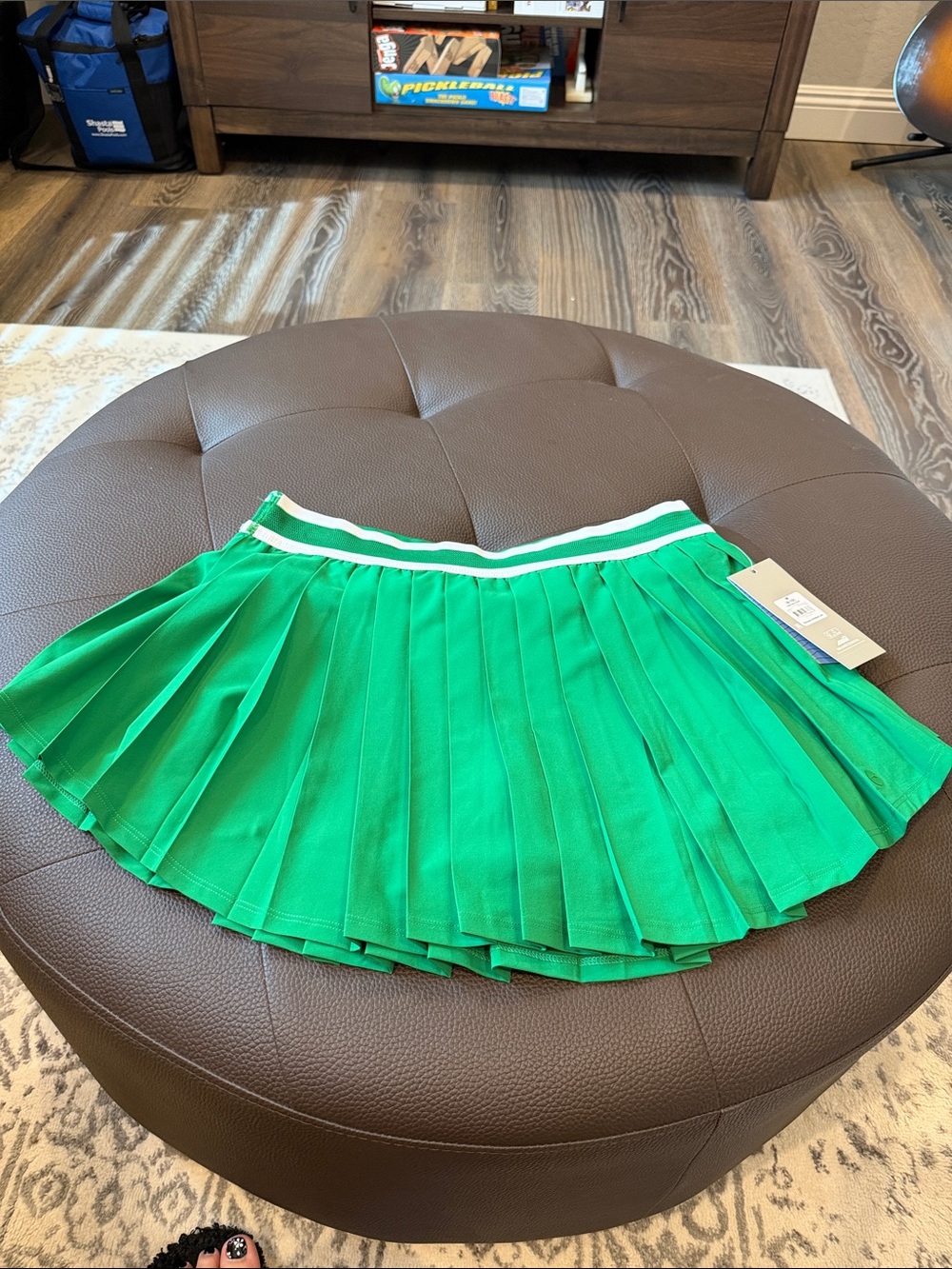 Avia Bright Green Pleated Skort with White-Trim Waistband